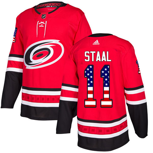 Adidas Hurricanes #11 Jordan Staal Red Home Authentic USA Flag Stitched NHL Jersey